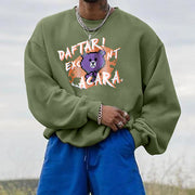 Bear print round neck fashion sweater
