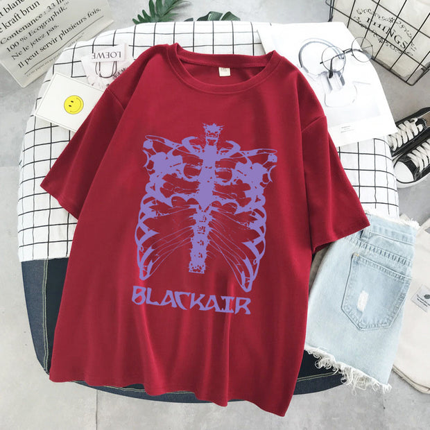 Printed ribs pullover T-shirt