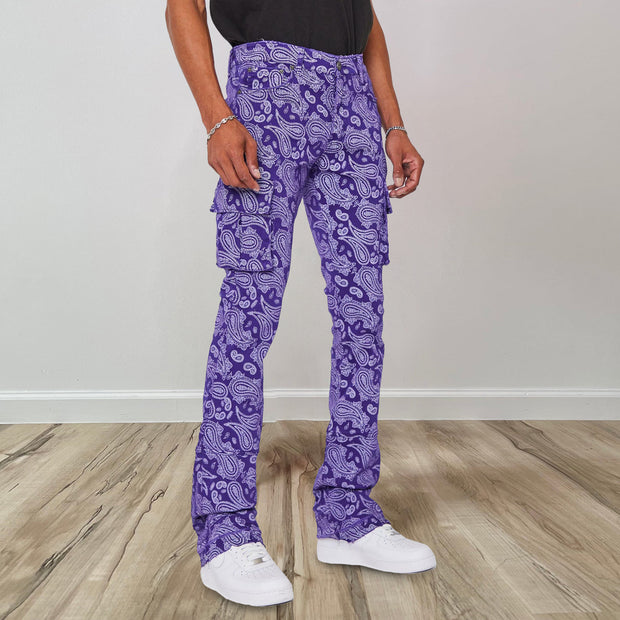 Fashion personality street style cashew flower trousers