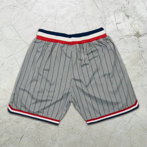 American slogan graphic print striped colorblock shorts