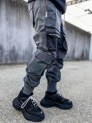 Street style personality reflective overalls trousers men