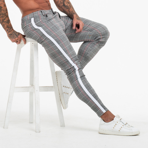 Men's fashion plaid casual trousers