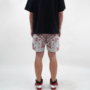 Trendy cashew flower retro mesh shorts