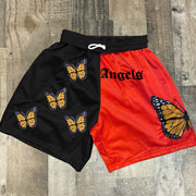 Stitching contrast retro butterfly print casual shorts