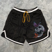 Retro Skull and Butterfly Street Sports Shorts