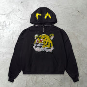Cartoon tiger zipper pullover long sleeve street hoodie