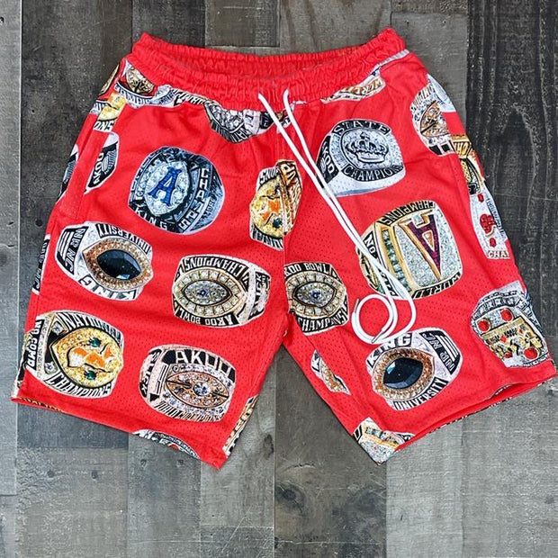 Personalized ring print shorts