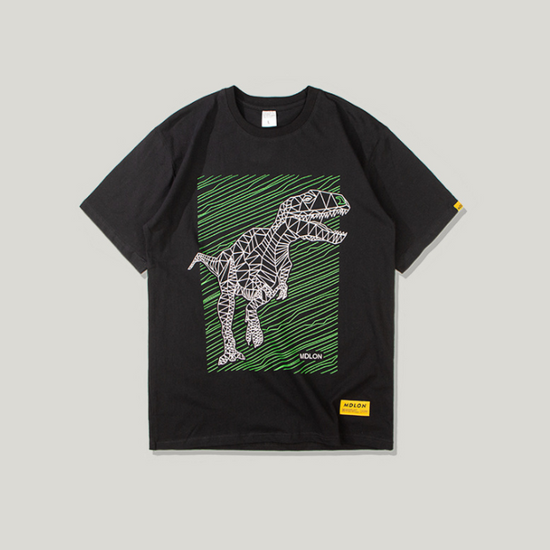 Personalized fun three-dimensional dinosaur print T-shirt
