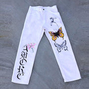 Butterfly retro hip-hop print street trousers