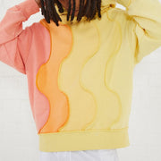 New York Street Style Rainbow Color Stitching Oversized Hooded Sweatshirt Hoodie