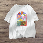 Air ball hit color print short-sleeved T-shirt