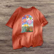 Air ball hit color print short-sleeved T-shirt