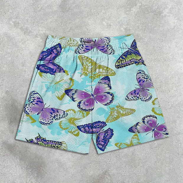 Butterfly Print Elastic Shorts