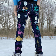 Personality contrast print street retro trousers