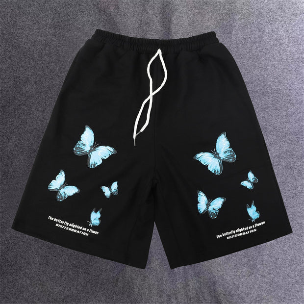 Personalized butterfly print casual men's shorts