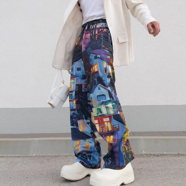 Hip-hop fashion street loose straight through casual trousers