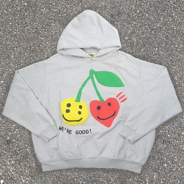 Casual cherry smiley love home street sports hoodie