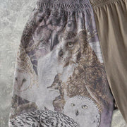 Casual retro eagle print shorts