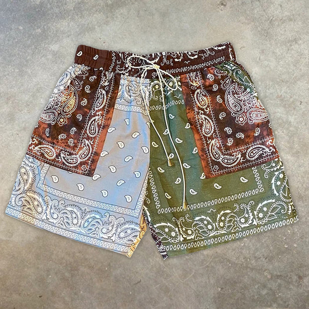 Contrast bandana print shorts