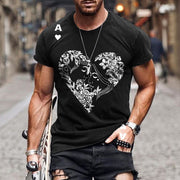 Short-sleeved casual pullover sex heart print T-shirt