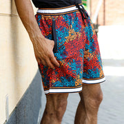 Graphic Print Multicolor Elastic Shorts
