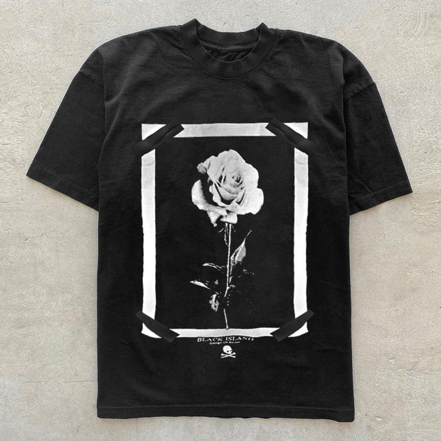 vintage rose print crew neck T-shirt
