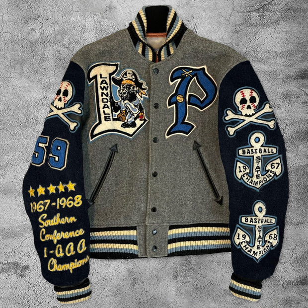 Casual Pirate Skull Rugby Baseball Jacket