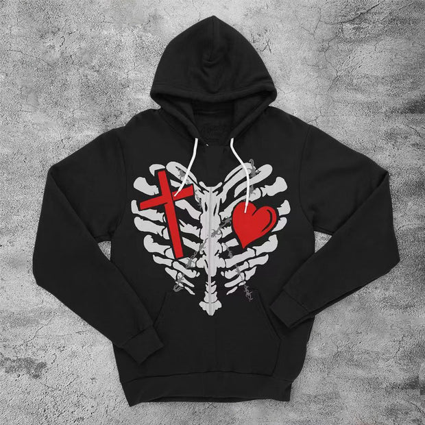 Casual diablo skull heart hoodie