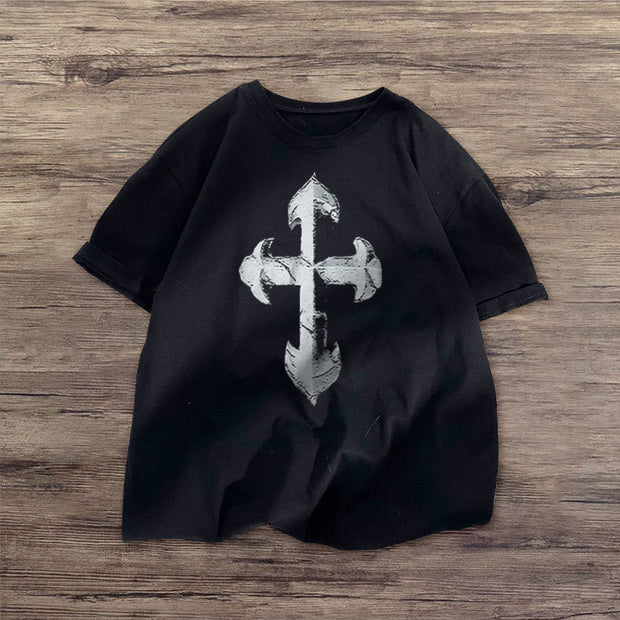 Cross Faith Print Short Sleeve T-Shirt