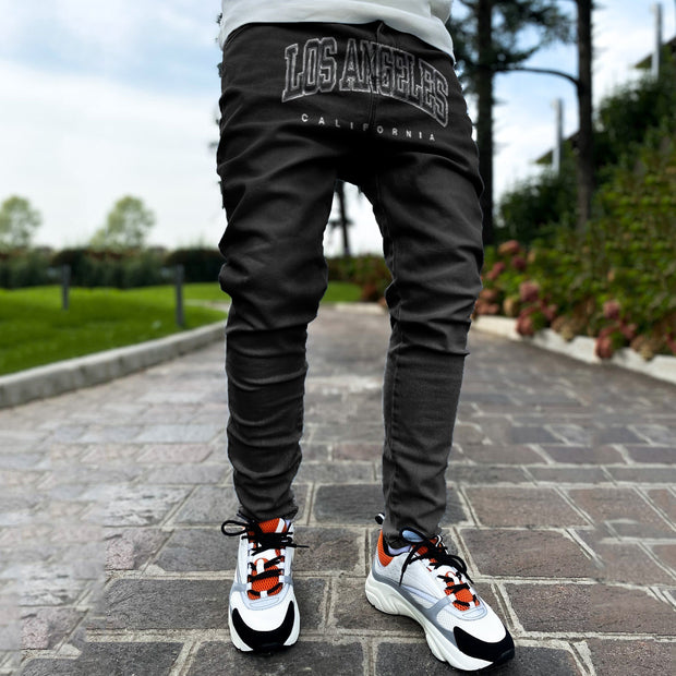 Street style hip-hop letter pattern slim-fit leggings jeans