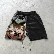 Gradient color butterfly personality retro casual shorts