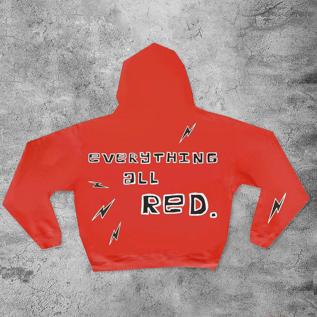 Everything all red guitar skull hoodie