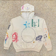 Street style personalized print long-sleeved hoodie