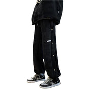 Trendy side-breasted loose casual straight-leg corduroy pants