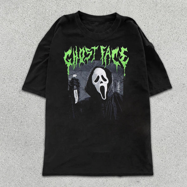 Mask Ghost Print Short Sleeve T-Shirt