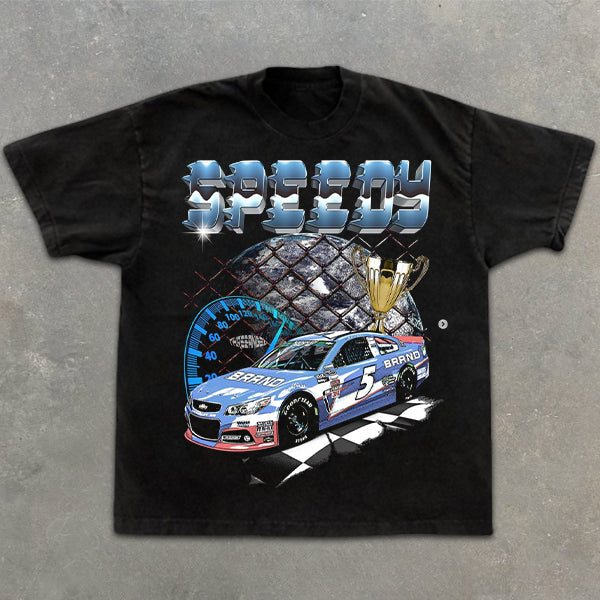 Racing Speed Graphic Print Short Sleeve T-Shirt