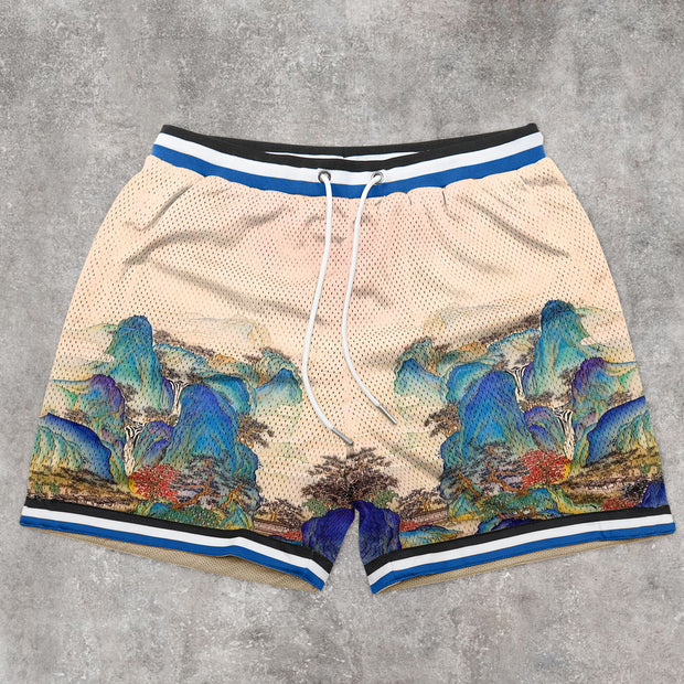 Tide Brand Landscape Print Mesh Shorts