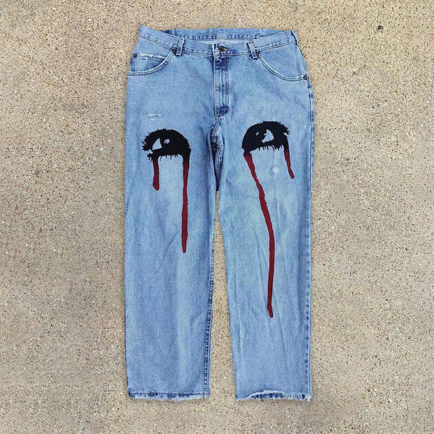 Tears of blood casual street western jeans