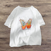 Butterfly retro fashion casual short-sleeved T-shirt