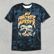 Skull Print Tie-Dye Short Sleeve T-Shirt