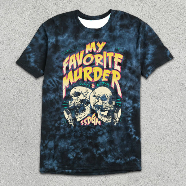 Skull Print Tie-Dye Short Sleeve T-Shirt