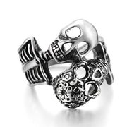 Fashion creative double skull ring accessories skull skull punk ring