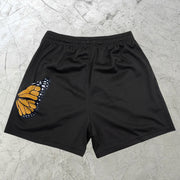 Letter print butterfly fashion sports shorts