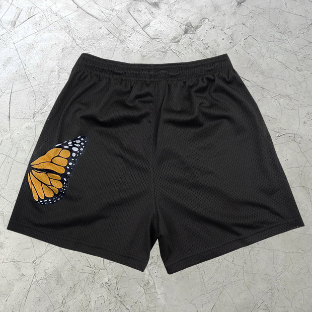 Letter print butterfly fashion sports shorts