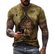 Round neck short sleeve digital print slim pullover men's T-shirt