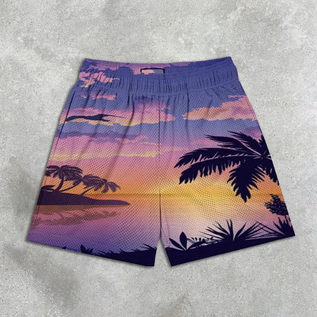 Coconut Print Resort Elastic Shorts