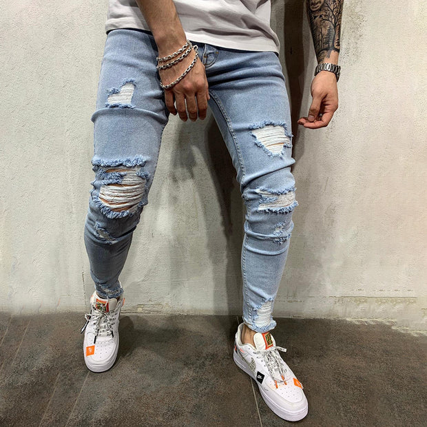 Men's slim-fit ripped jeans