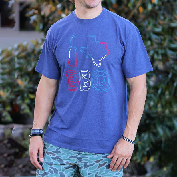 'BBQ' printed blue T shirt
