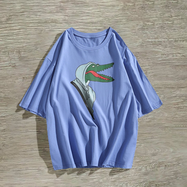 Crocodile print short-sleeved T-shirt