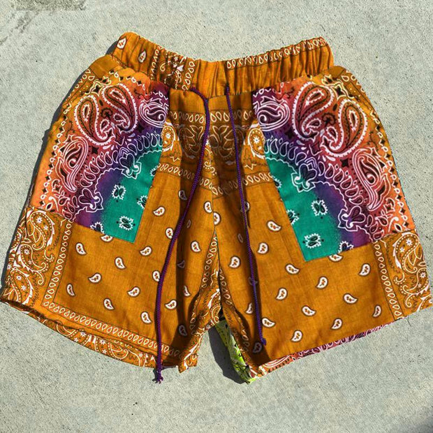 Personalized cashew flower print casual street shorts